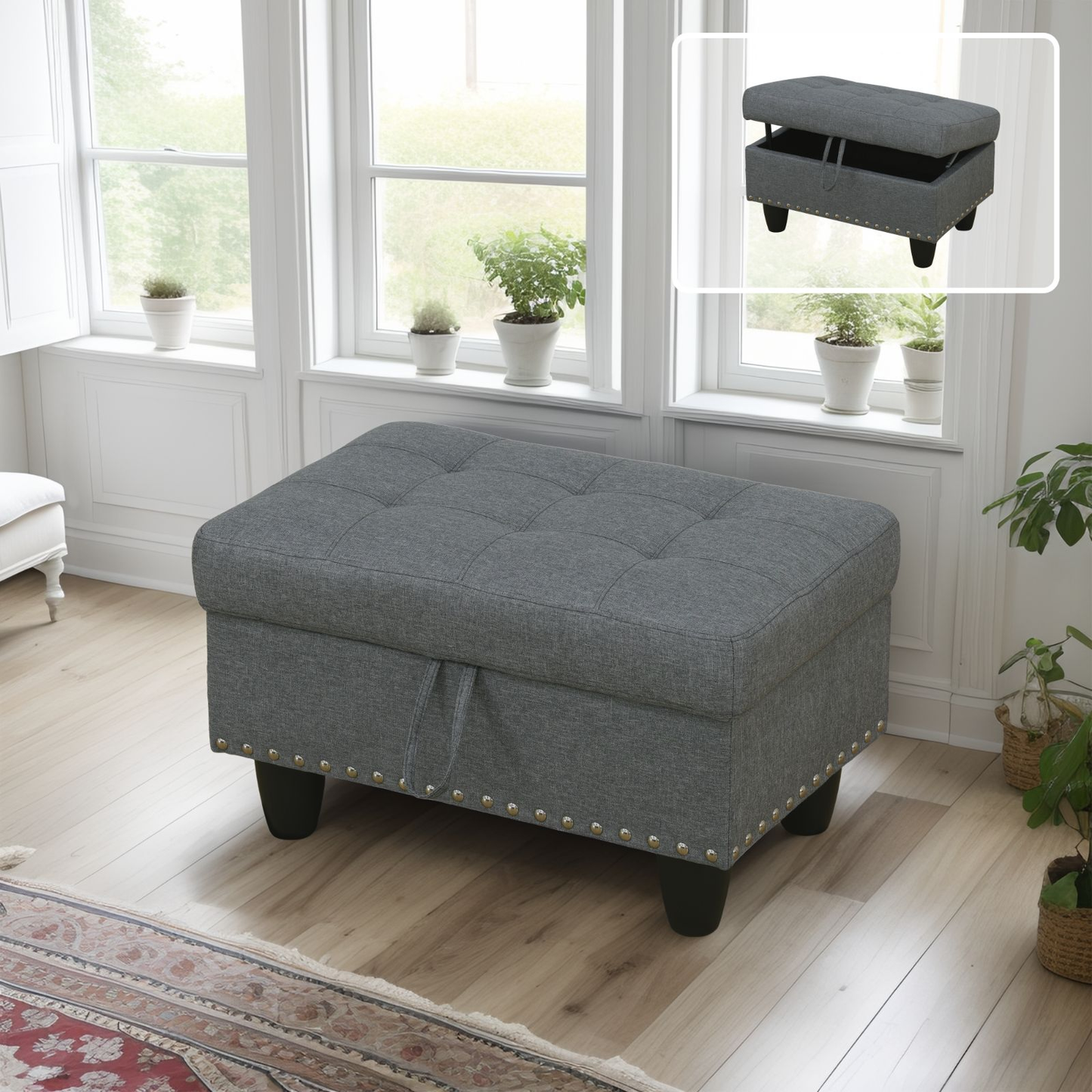 Grey Linen 3-Piece Sofa Set Living Room Sofa