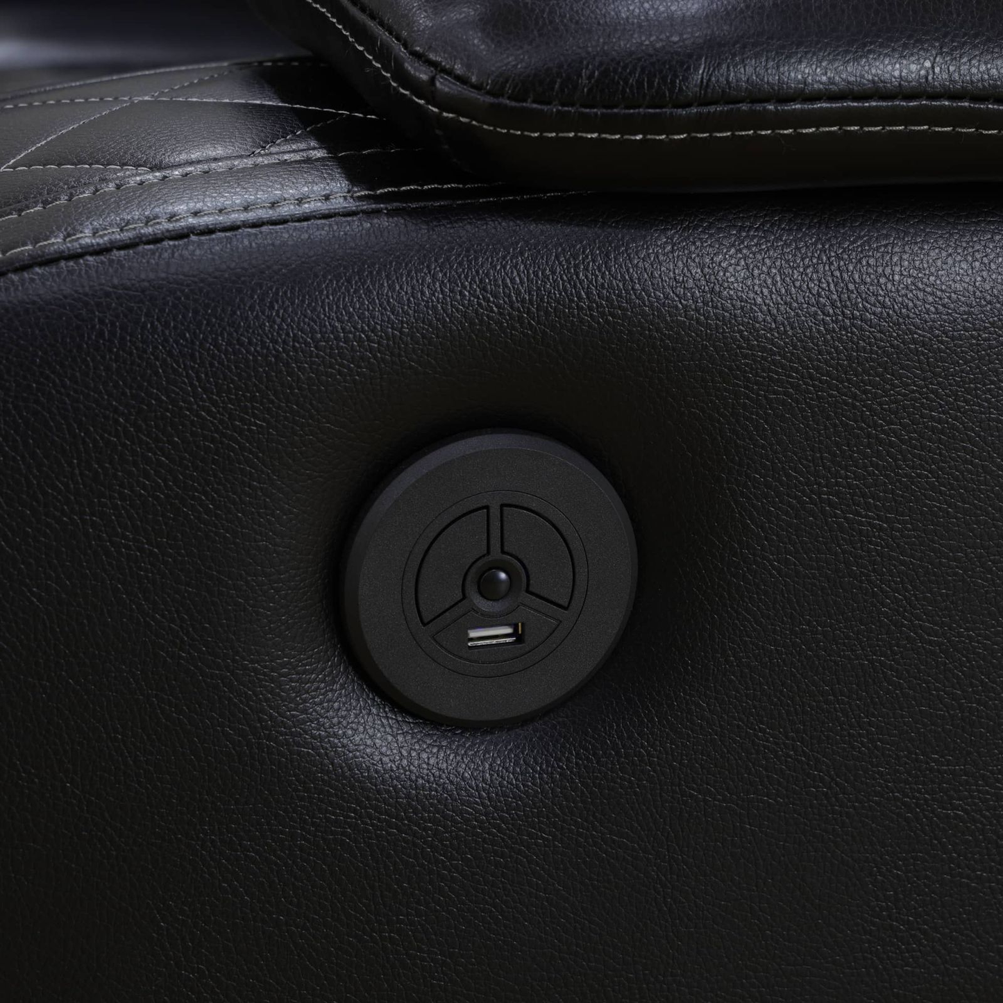 Black Breathing Leather 3-Piece Living Room Recliner Sofa