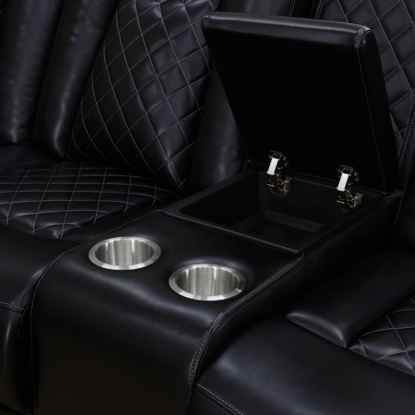 Black Breathing Leather 3-Piece Living Room Recliner Sofa