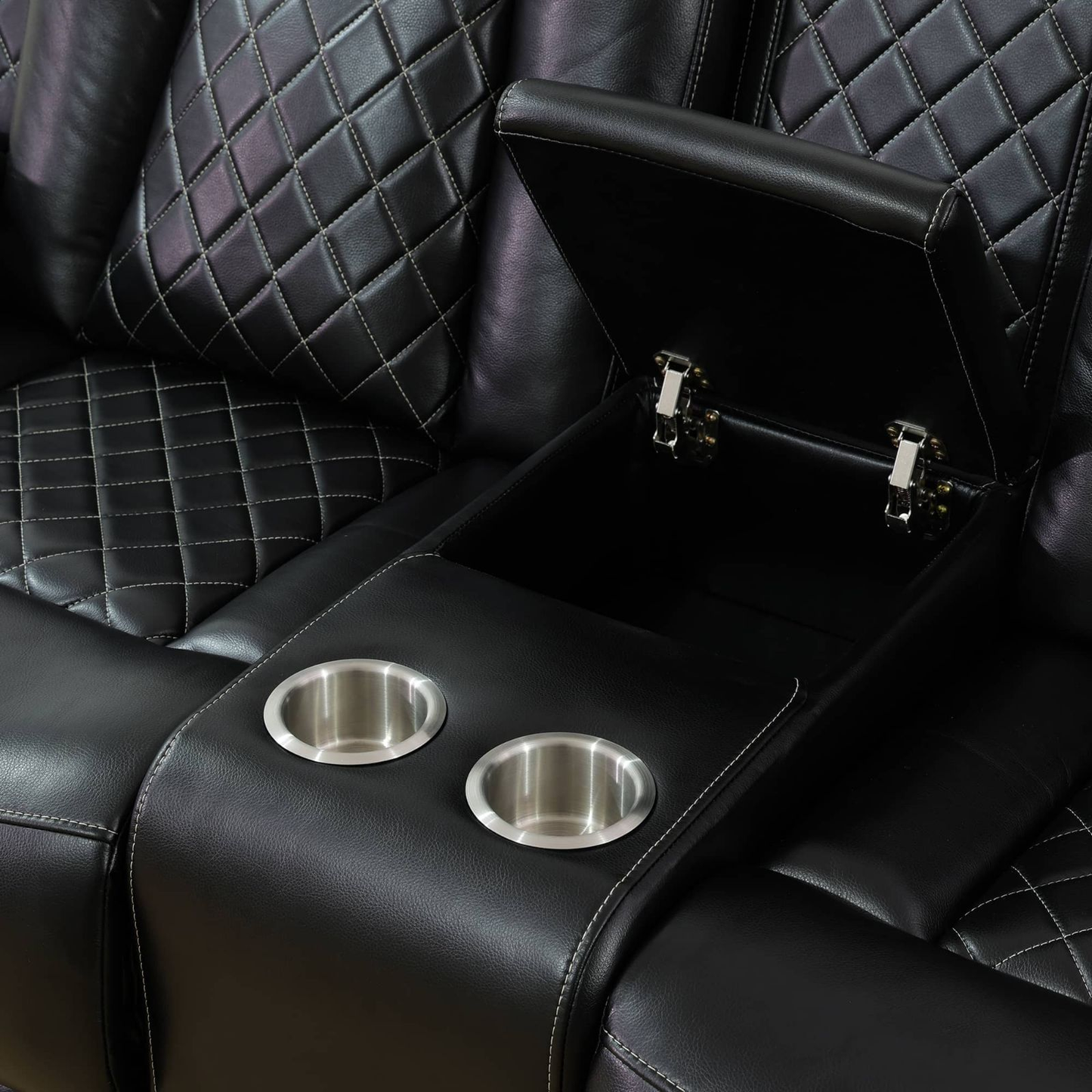 Black Breathing Leather 3-Piece Living Room Recliner Sofa Set