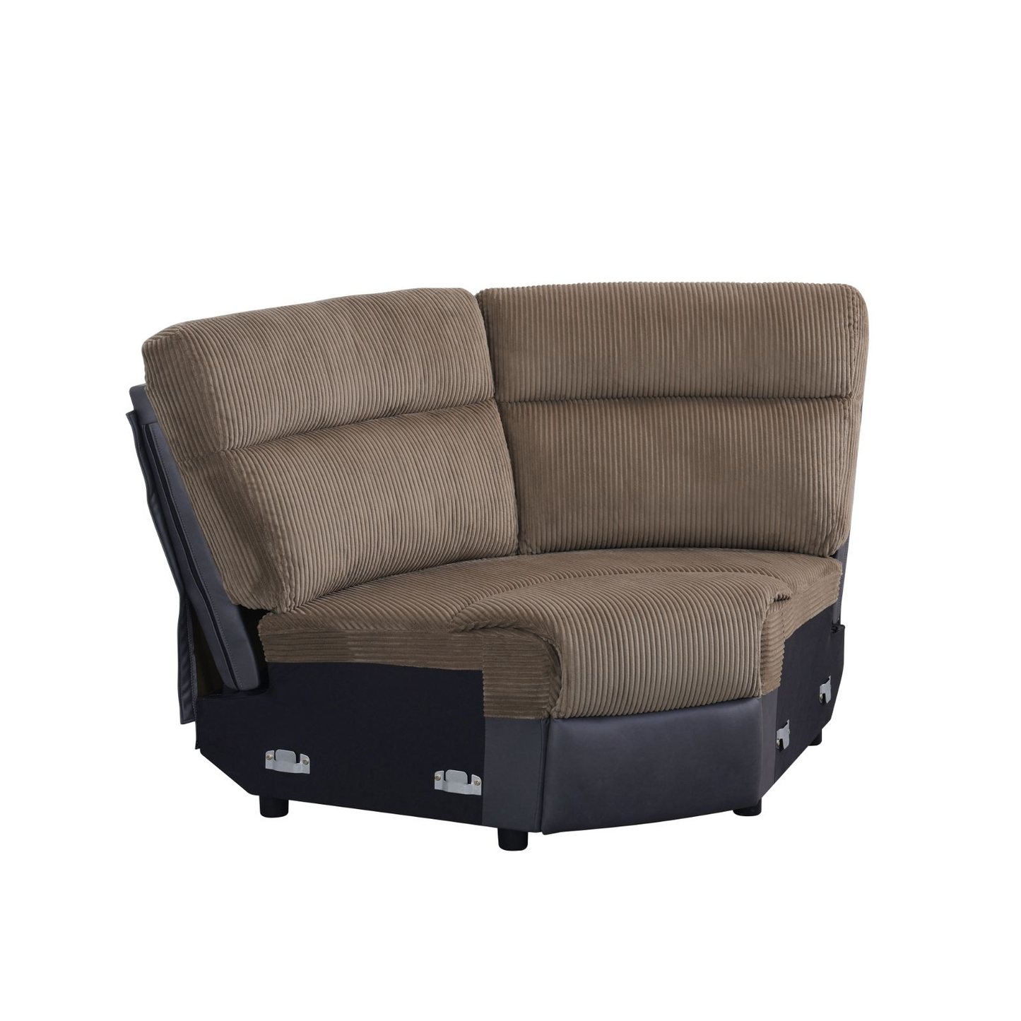 Brown Stripe Fabric & Black Technical Fabric Living Room 3-Piece Recliner Intelligent Sofa Set