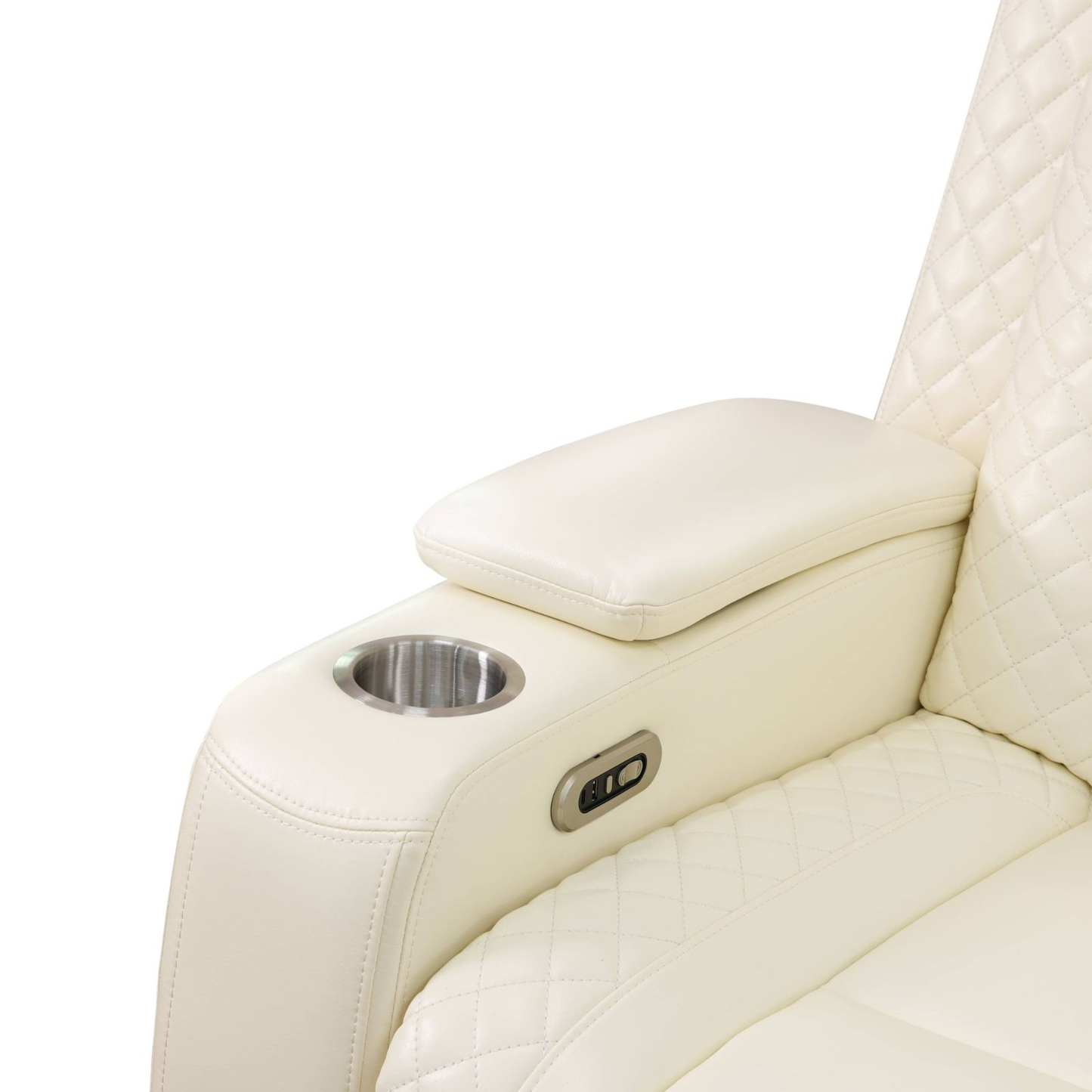 Off-white Breathing Leather 3-Piece Living Room Recliner Sofa set