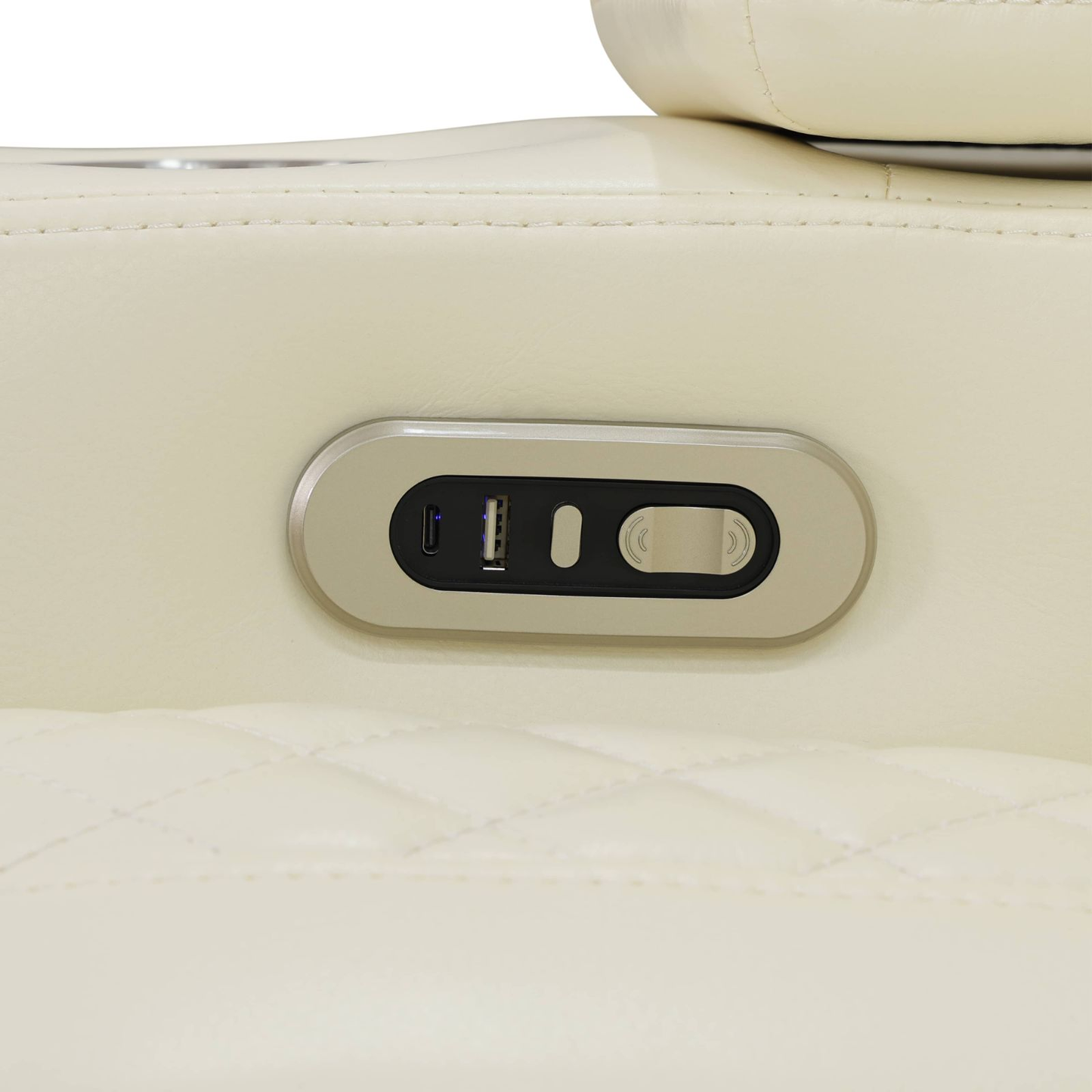 Off-white Breathing Leather 3-Piece Living Room Recliner Sofa set