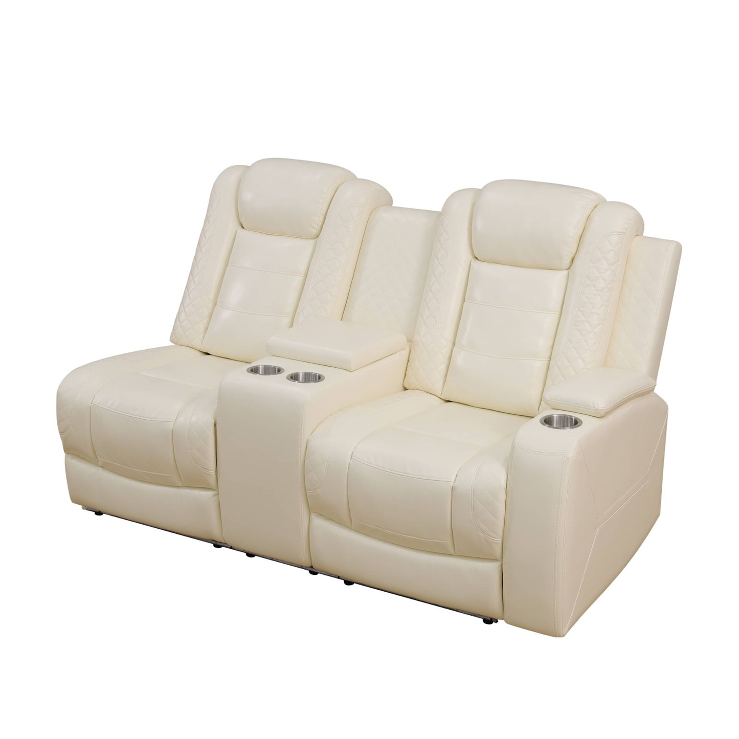 Off-white Breathing Leather 3-Piece Living Room Recliner Sofa set