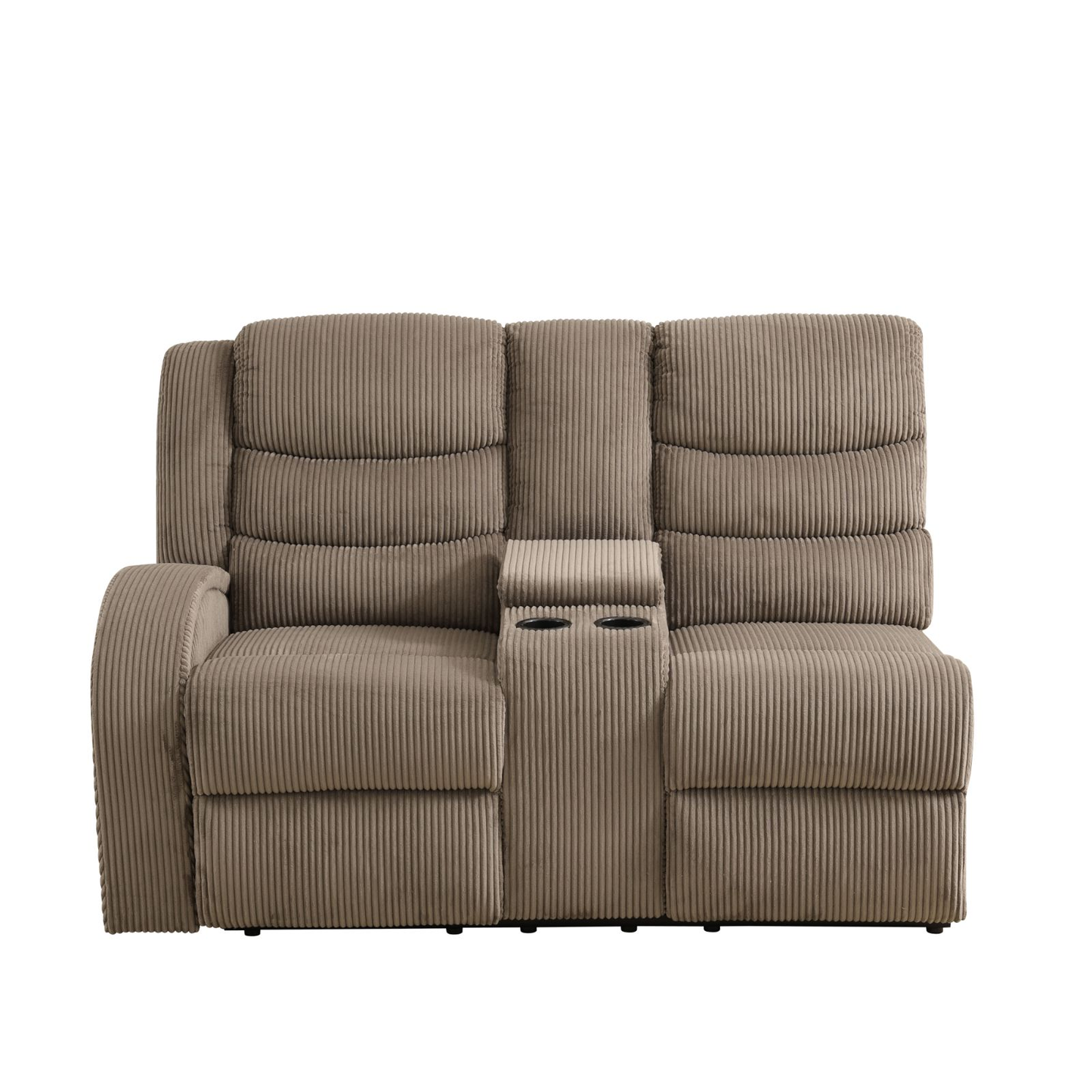 Brown Stripe Fabric Living Room 3-Piece Recliner Intelligent Sofa Set
