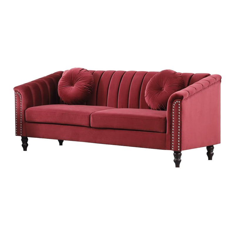 Red Microfiber 3-Piece Couch Living Room Sofa Set