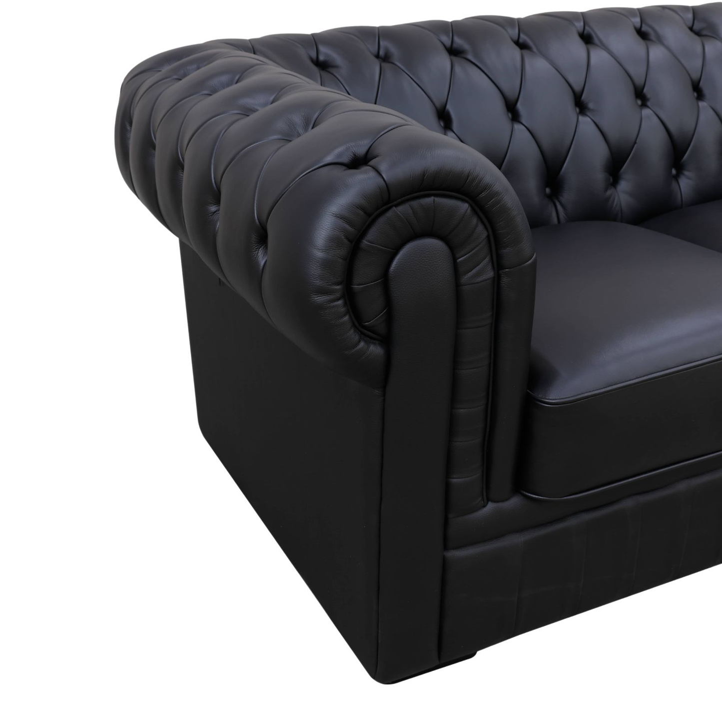 94.5 Black Cow Top Leather 3-Piece Living Room Sofa Set