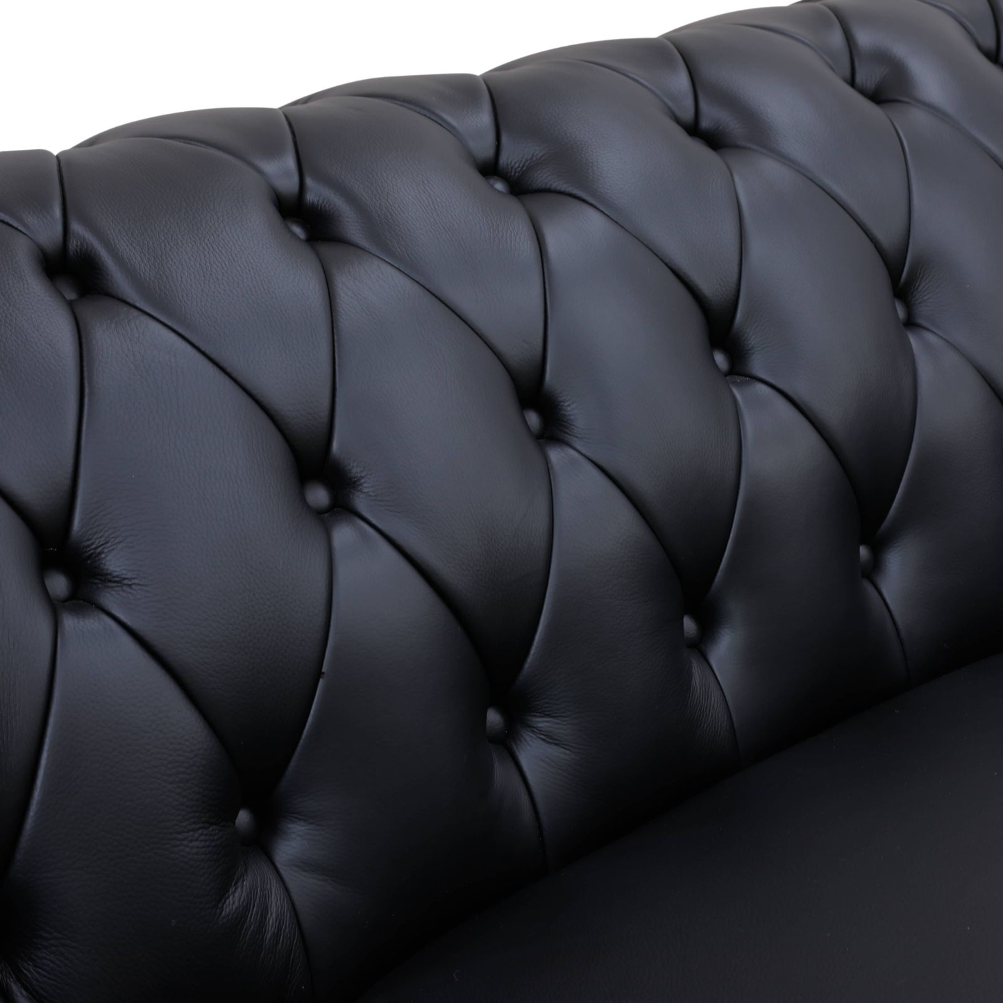 94.5 Black Cow Top Leather 3-Piece Living Room Sofa Set