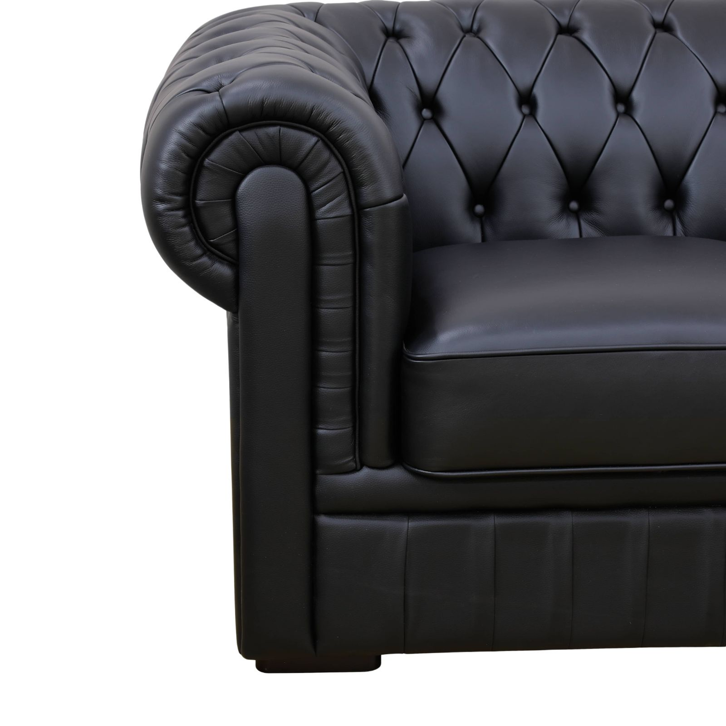 94.5 Black Cow Top Leather 3-Piece Living Room Sofa Set