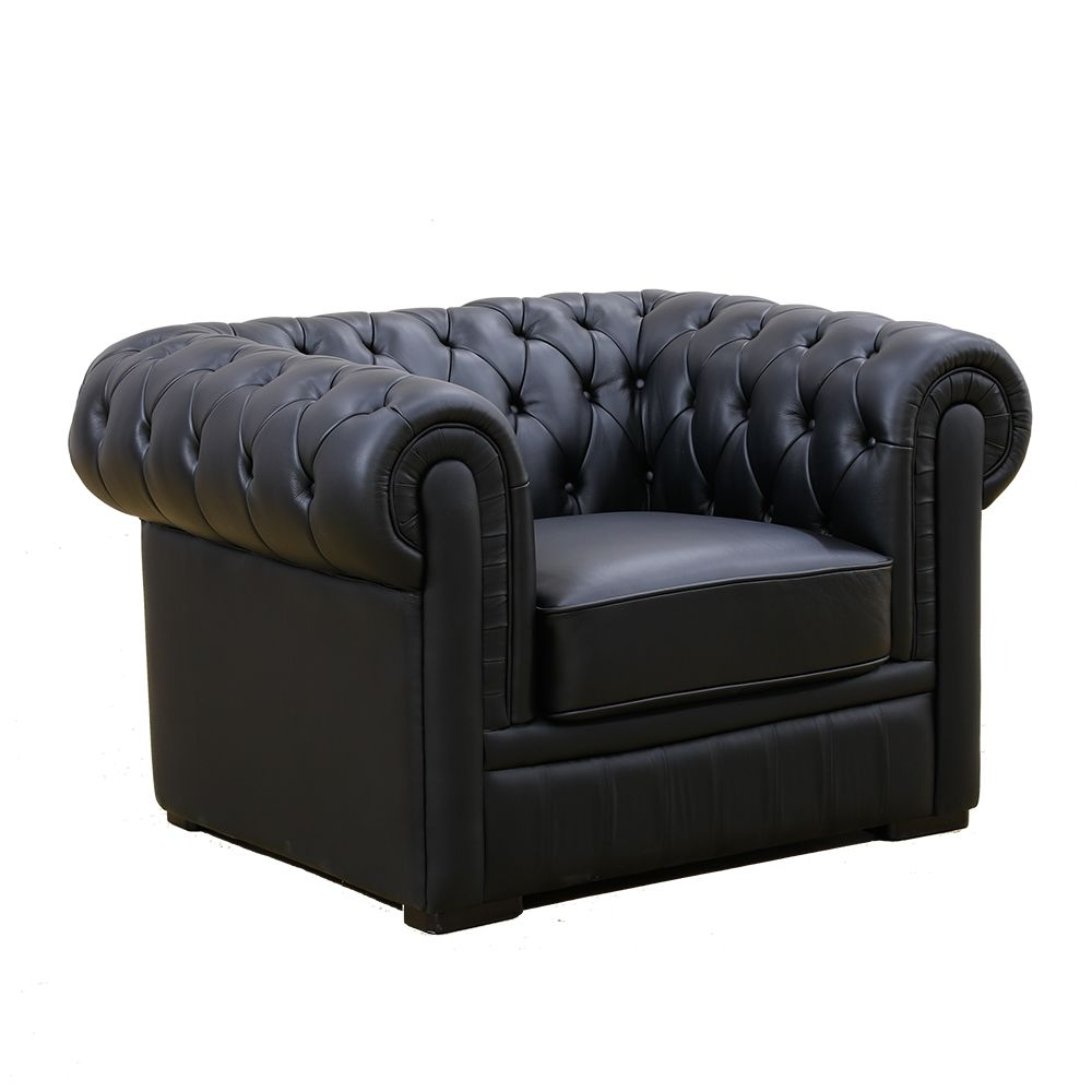 94.5 Black Cow Top Leather 3-Piece Living Room Sofa Set